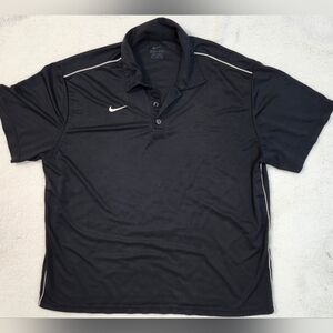 NWOT Mens XXL Black Nike Dri-Fit Polo w White Piping in Perfect Condition